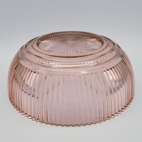 Anchor Hocking Pink Depression Glass Bowl 8.75" Queen Mary Vertical Ribbed VTG - Picture 6 of 11